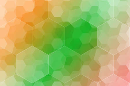 abstract green, orange color hexagon background. vector. geometric pattern with gradient. ideas for...