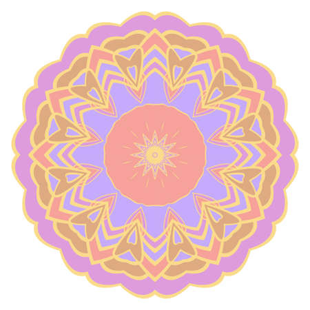 Ethnic floral ornamental mandala. Decorative art-deco design element. Hand drawn color vector illustration.のイラスト素材