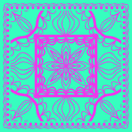 vector illustration. pattern with floral mandala, decorative border. design for print fabric, textileのイラスト素材