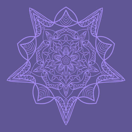 Decorative Cicle Floral Vector Shapes. Flower purple mandala. Vector illustration for designのイラスト素材