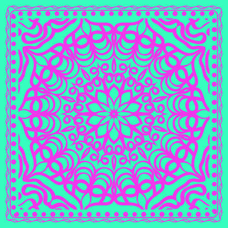 Decorative Geometric Pattern With Round Ornament in Ethnic Style. Abstract Floral Mandala Art. vector illustration. For Fashion Background, Wallpaper, Home Decor, Interior Designのイラスト素材