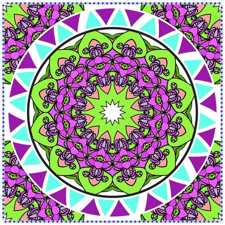 Floral Pattern with hand-drawing Mandala. illustration. For fabric, textile, bandana, pillowcarpet print.のイラスト素材
