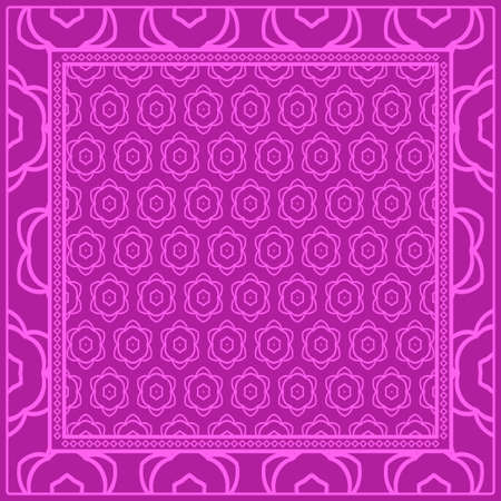 Geometric ornament with frame, border. Art-deco background. Bandanna, shawl, scarf, tablecloth designのイラスト素材