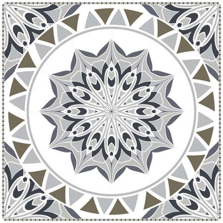 Decorative colorful floral ornament with decorative border. Ethnic mandala decoration. For fashion...