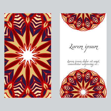 The front and rear side. mandala design elements. Wedding invitation, thank you card, save card, baby shower. Vector illustrationのイラスト素材