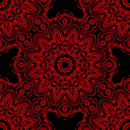 Floral Geometric Pattern with hand-drawing seamless. illustration. For fabric, textile, bandana, pillowcarpet printのイラスト素材