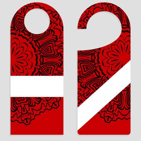 Hanger die cut. Empty shablon with floral mandala ornament.のイラスト素材