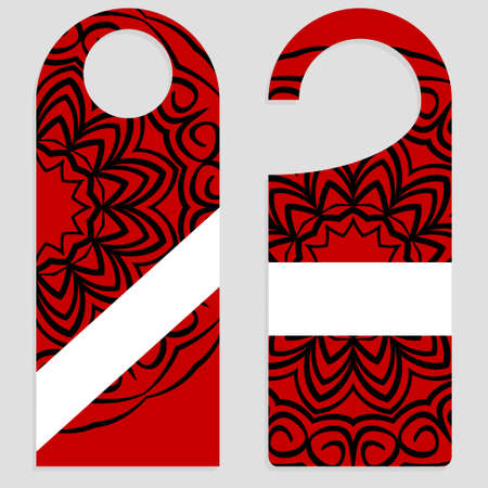 Door knob or hanger sign with floral mandala design.のイラスト素材