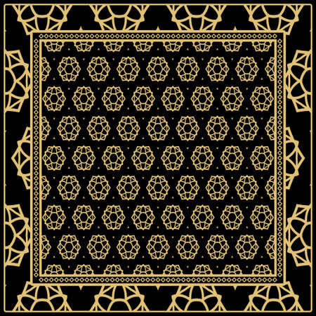 background, geometric pattern with ornate lace frame. illustration. for Scarf Print, Fabric, Covers, Scrapbooking, Bandana, Pareo, Shawlのイラスト素材