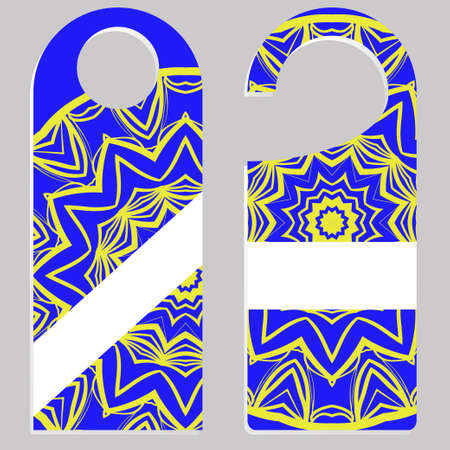 Door hanger flyer with floral mandala pattern for room in hotel, resort, home isolated on white background. Vector illustrationのイラスト素材