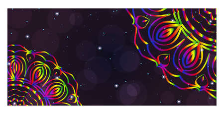 Design Template Invitations, Flyers for a Yoga Studio with Floral Mandala Pattern. Vectorのイラスト素材