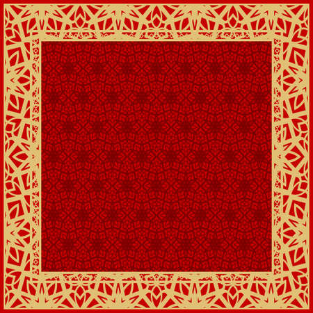 Design print for kerchief. The pattern of geometric floral ornament. Vector illustration. The idea for design prints for neck scarves, carpets, bandanasのイラスト素材