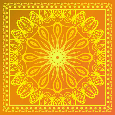 Decorative ornament with mandala decoration. symmetric pattern . For print Bandanna, shawl, tablecloth, fabric fashion, scarf, design.のイラスト素材