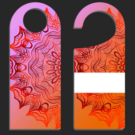 Label hanging tag collection. Design with floral mandala ornament. Vector illustration.のイラスト素材