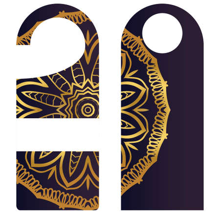 Blank paper label or cloth tag with mandala decoration. Vector illustration.のイラスト素材