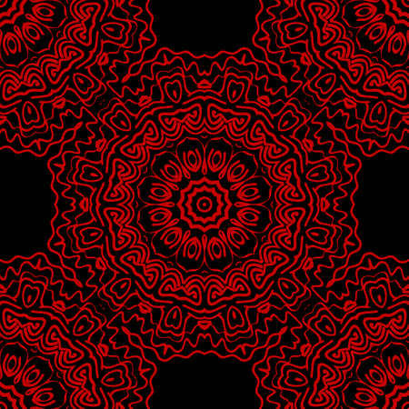 Decorative colorful floral ornament with decorative border. E For fashion print, bandanna, tablecloth.のイラスト素材