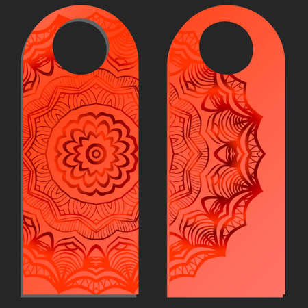 paper label or cloth tag . with floral mandala ornament. Vector illustration.のイラスト素材
