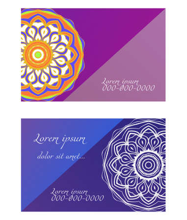 Templates for Greeting and Business cards. Vector Illustration. Oriental Pattern with. Mandalaのイラスト素材