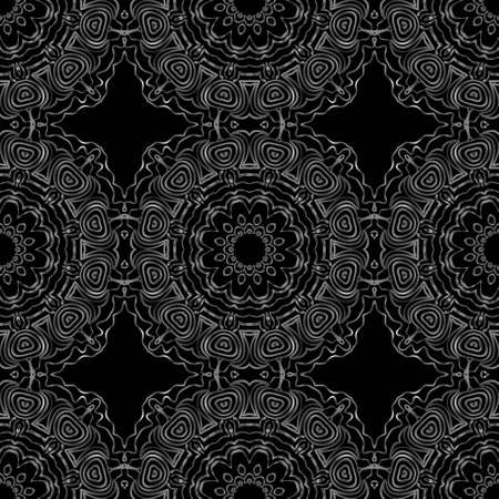 Floral Geometric Pattern with hand-drawing seamless. illustration. For fabric, textile, bandana, pillowcarpet printのイラスト素材