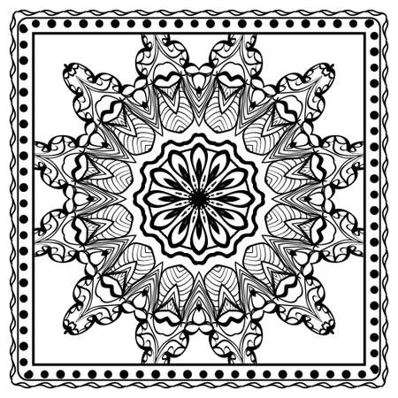 Design for pillow. Vector pattern with mandala decoration. For fabric, textile, bandana, pillow, carpet printのイラスト素材