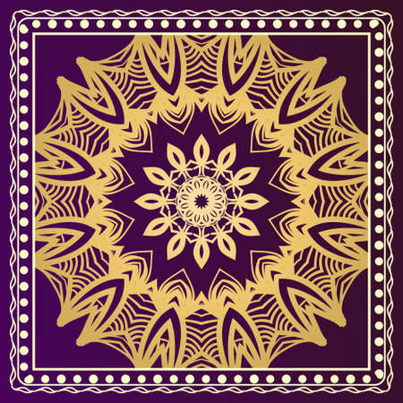 Design for square fashion print. For pocket, shawl, textile, bandanna. Geometric floral pattern. Vector illustrationのイラスト素材