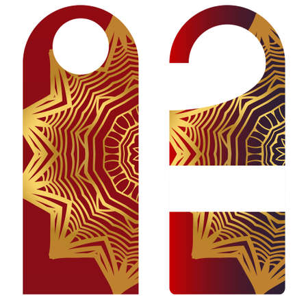 Door knob or hanger sign with floral mandala design. cartoon vector illustration.のイラスト素材