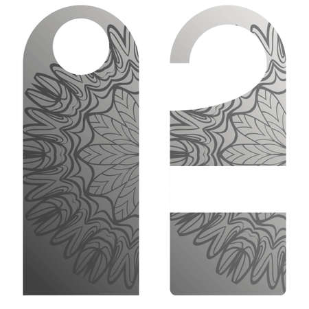 Door knob or hanger sign with floral mandala design. cartoon vector illustration.のイラスト素材