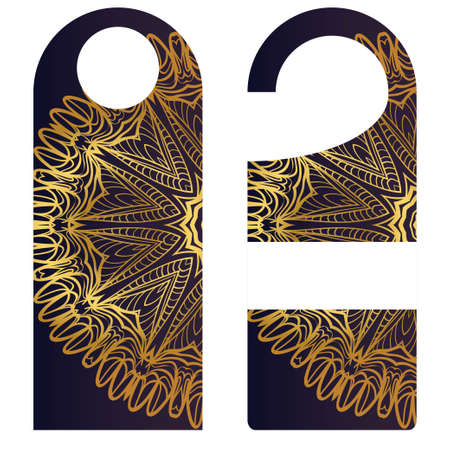 Blank paper label or cloth tag with mandala decoration. Vector illustration.のイラスト素材