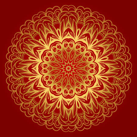 Hand-Drawn Henna Ethnic Mandala. Circle lace ornament. Vector illustration. for coloring book, greeting card, invitation, tattoo. Anti-stress therapy patternのイラスト素材