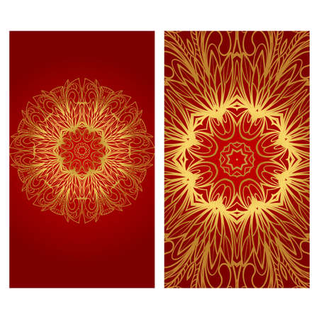 Yoga card template with mandala pattern. For business card, fitness center, meditation class. Vector illustrationのイラスト素材