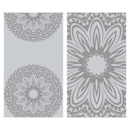 Ethnic Mandala ornament. Templates with mandalas. Vector illustration for congratulation or invitation. The front and rear side.のイラスト素材