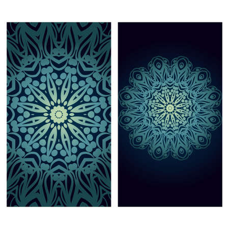 Floral banners. Ethnic Mandala ornament. Vector illustration. For greeting card, coloring book, invitation print.のイラスト素材