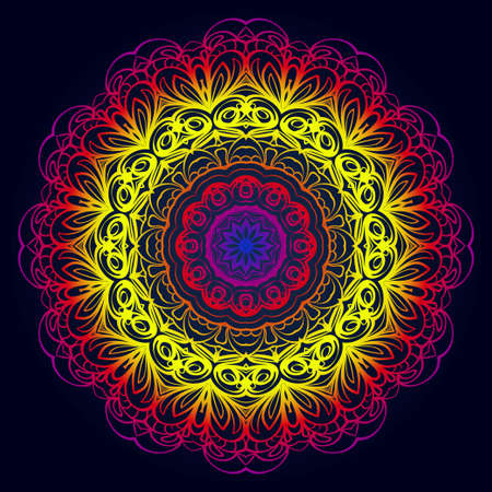 Sacred oriental mandala. color floral ornament. Abstract shapes in Asian style. Vector Illustration.のイラスト素材
