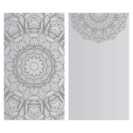 Yoga card template with mandala pattern. For business card, fitness center, meditation class. Vector illustrationのイラスト素材