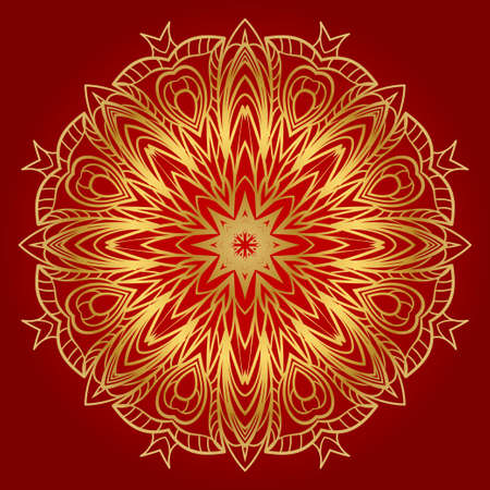 Pattern of mandala purple. Vector illustration. Modern Decorative floral color mandala. Decorative Cicle ornament. Floral designのイラスト素材