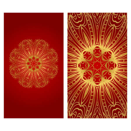 Flyer pages Ornament Illustration Concept with Mandala. Vintage Art Indian, Magazine. Vector Decorative Layout Design.のイラスト素材