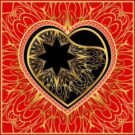Valentine's day background with hearts and floral pattern. Vector illustration. Template design for greeting and wedding card.のイラスト素材