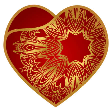 Love sign Hearts with floral pattern. Vector illustration. Decorative elements for invitation cards.のイラスト素材