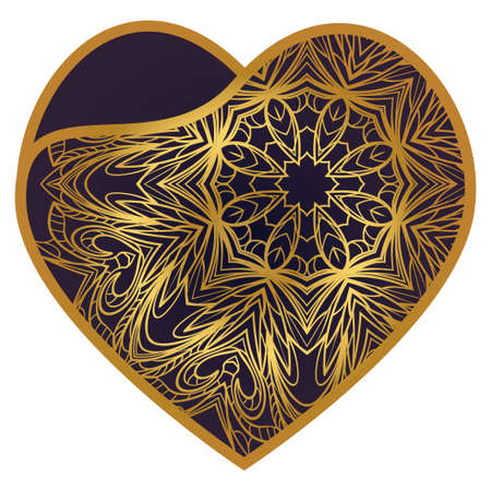 Valentine Heart With Floral Pattern. Vector Illustration. Template For Greeting Cards, Envelopes, Invitationsのイラスト素材