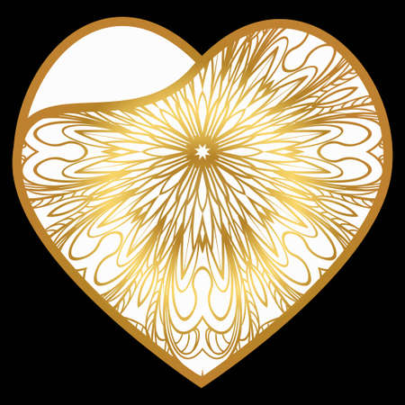 Lace Heart For Valentines Day Ornamental Design. For Plotter Cutting Or Printing, Wood, Metal. Vector Illustration.のイラスト素材