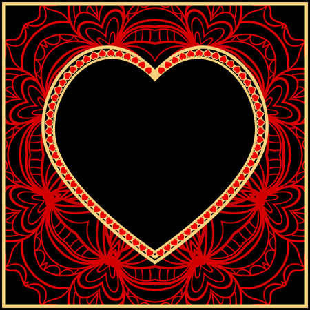 Template cards with decorative ornaments in the form of a heart. Template for Valentine's Day. Vector illustration. For design, print.のイラスト素材