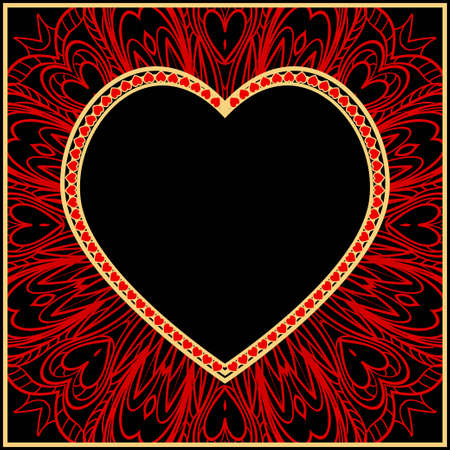 Romantic Pattern With Decorative Heart. Template for Happy Valentines Day. Vector Illustration. For Greeting Card, Invitation Or Postersのイラスト素材