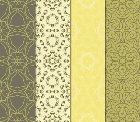 Set Of Modern Floral Seamless Pattern. Decorative Texture For Wallpaper, Invitation, Fabric. Vector Illustration. Colorのイラスト素材