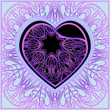 Creative Background with heart and floral ornament. Template for Valentine's Day. Vector illustration. For design, print.のイラスト素材