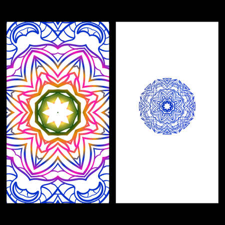 Yoga card template with mandala pattern. For business card, fitness center, meditation class. Vector illustrationのイラスト素材