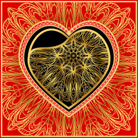 Valentine's day card with decorative ornament. Vector illustration. Template design for greeting and wedding card.のイラスト素材