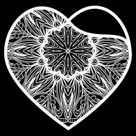 Templates Of Openwork Decorative Hearts For Laser Or Plotter Cutting. Vector Illustration. Wedding Invitationのイラスト素材