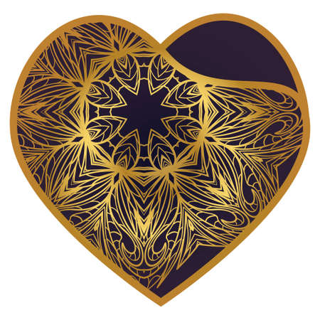 Lace Heart For Valentines Day Ornamental Design. For Plotter Cutting Or Printing, Wood, Metal. Vector Illustration.のイラスト素材