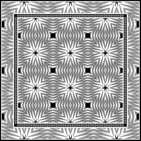 Square Decorative Ornament With Geometric Pattern. For Scrapbook Print, Fashion Design. Vector Illustrationのイラスト素材
