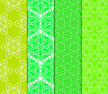 Set Of Seamless Floral Geometric Pattern. For Invitation, Design Wallpaper. Vector Illustrationのイラスト素材